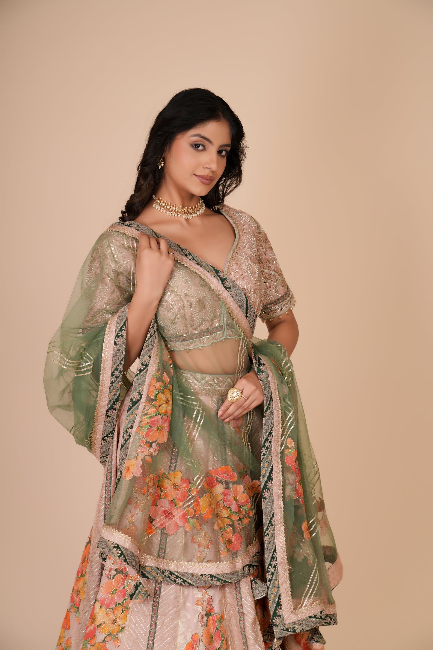 PASTEL PINK SILK LEHENGA