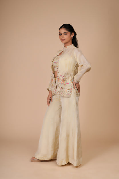 CREAM TISSUE CO-ORD SET