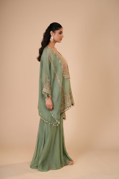 SAGE GREEN INDO-WESTERN SET