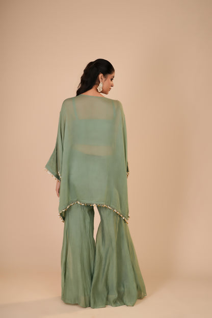 SAGE GREEN INDO-WESTERN SET