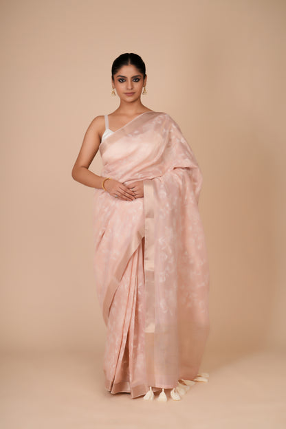 PASTEL PINK TISSUE SAREE