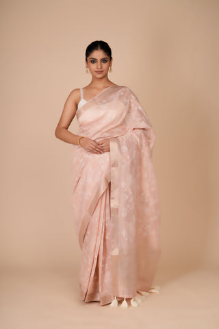 PASTEL PINK TISSUE SAREE