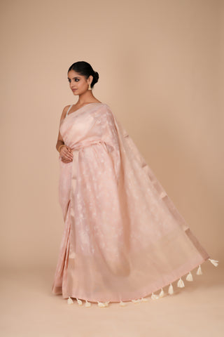 PASTEL PINK TISSUE SAREE alternate