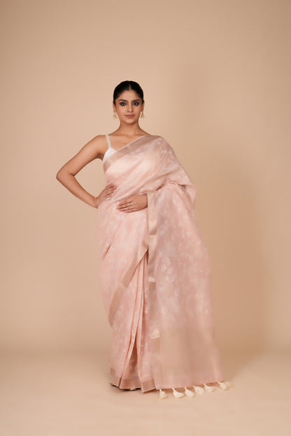 PASTEL PINK TISSUE SAREE