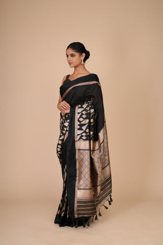 BLACK BANARASI SILK SAREE alternate