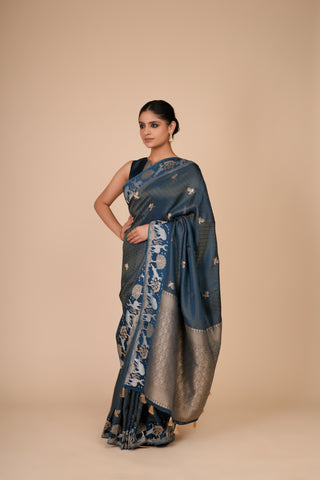 DARK BLUE DOLA SILK SAREE alternate