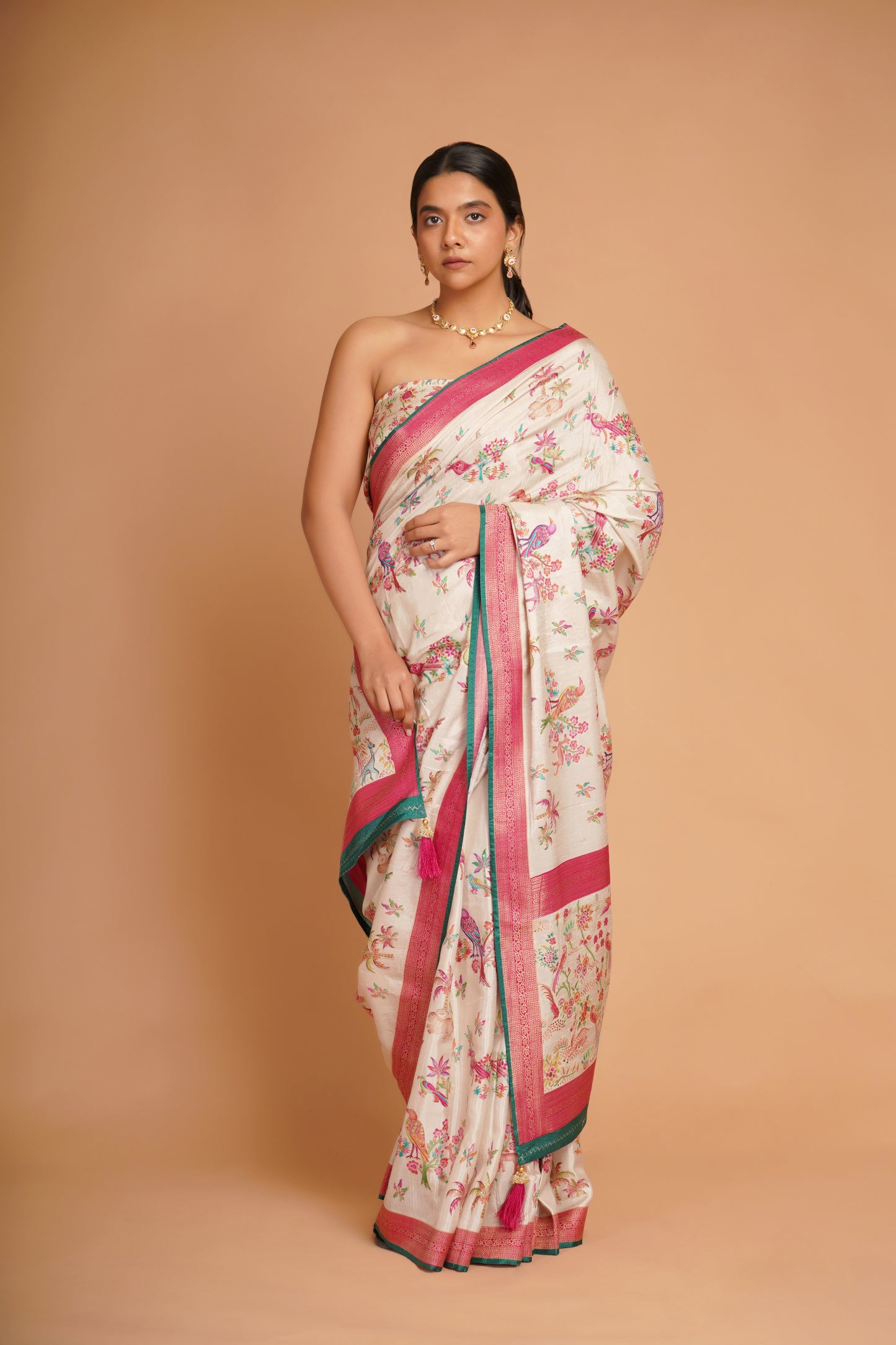 IVORY PURE DOLA SILK SAREE
