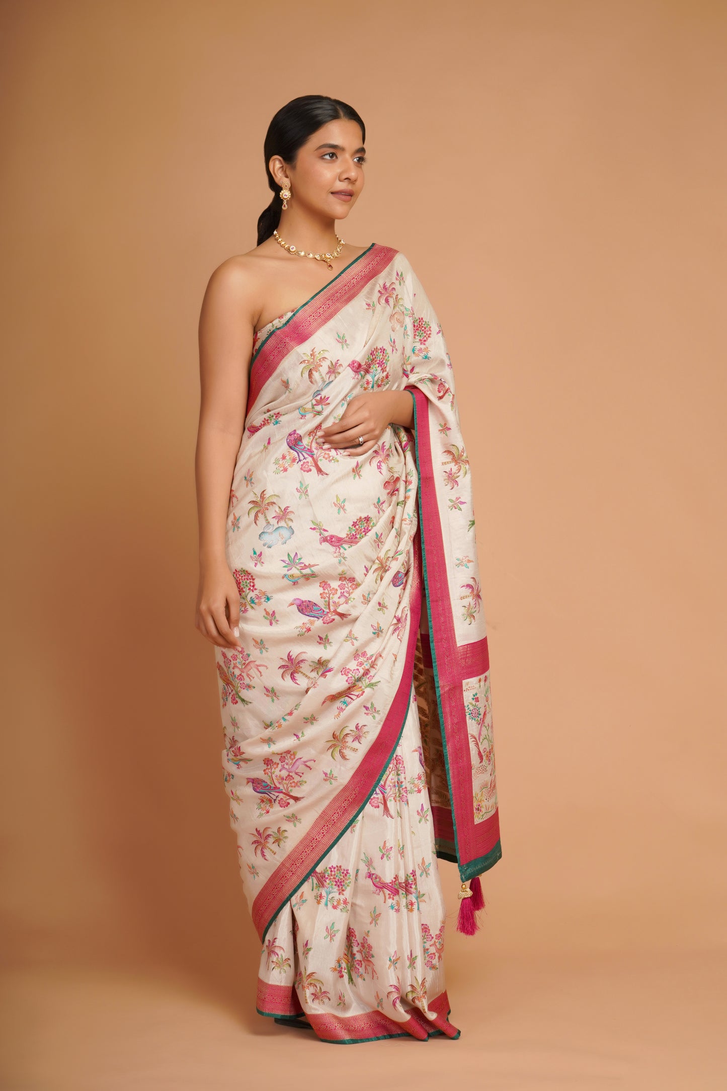 IVORY PURE DOLA SILK SAREE