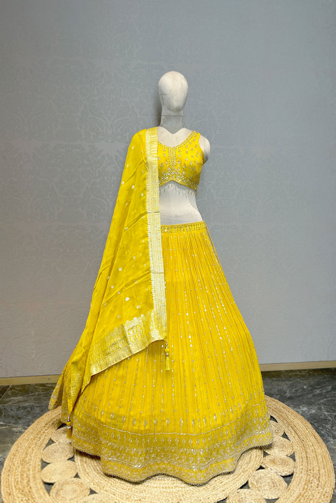 HONEY YELLOW EMBROIDERED LEHENGA