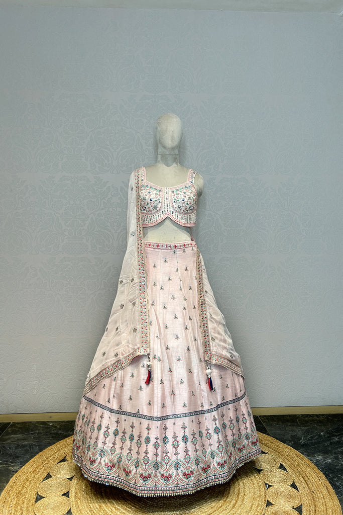 PASTEL PINK EMBROIDERED LEHENGA