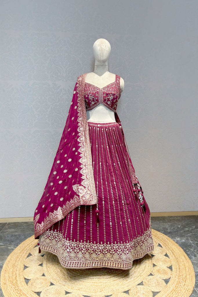 DEEP MAROON EMBROIDERED LEHENGA