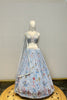 SOFT BLUE PRINTED WITH ALL OVER THREAD WORK LEHENGA