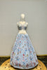 SOFT BLUE PRINTED WITH ALL OVER THREAD WORK LEHENGA