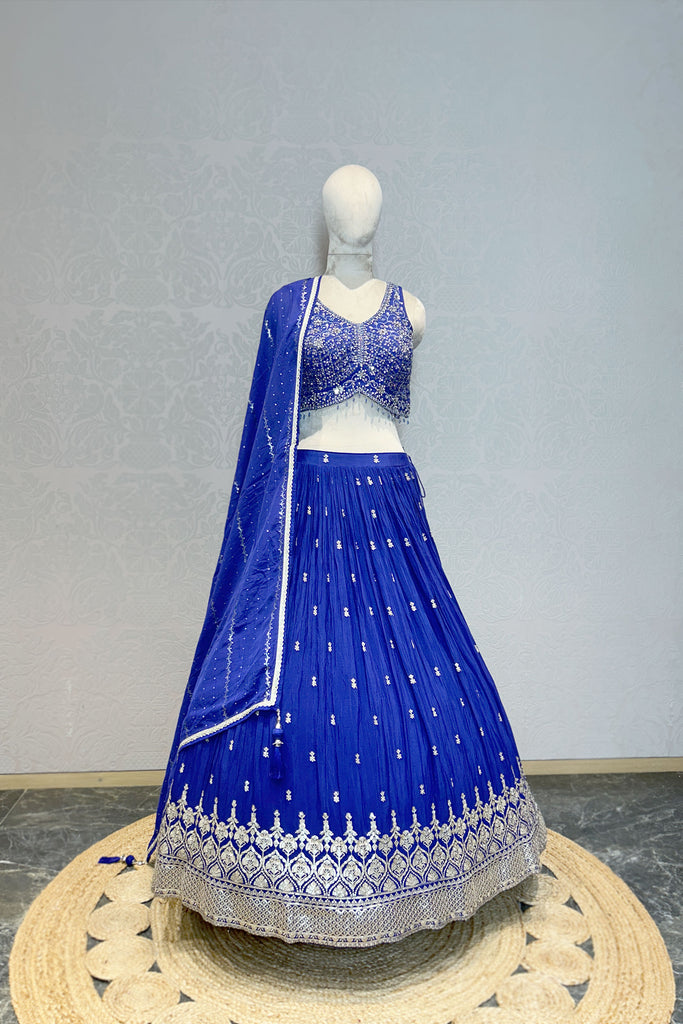 LAPIS BLUE EMBROIDERED LEHENGA