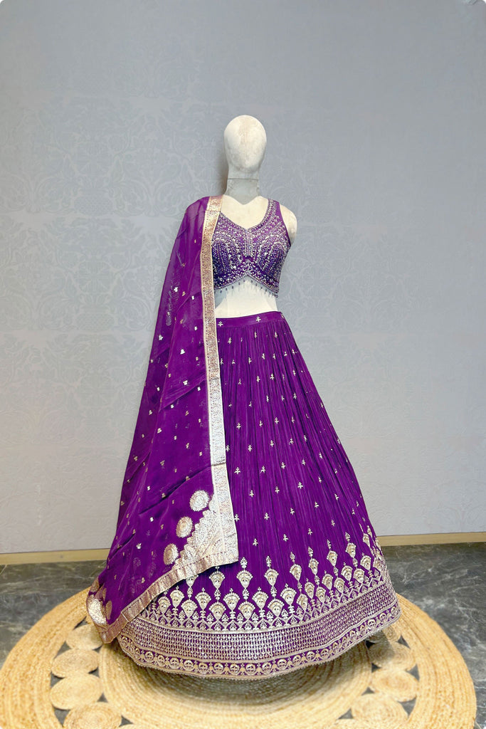 GRAPE PURPLE EMBROIDERED LEHENGA