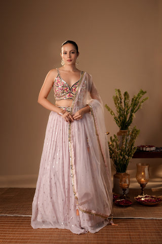 LIGHT LAVENDER CHIFFON LEHENGA