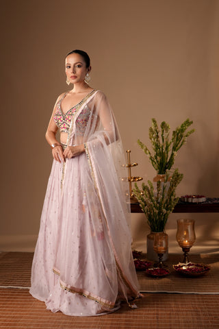 LIGHT LAVENDER CHIFFON LEHENGA