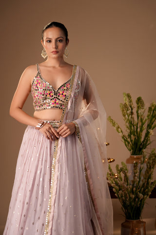 LIGHT LAVENDER CHIFFON LEHENGA