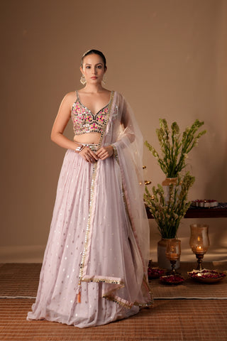 LIGHT LAVENDER CHIFFON LEHENGA