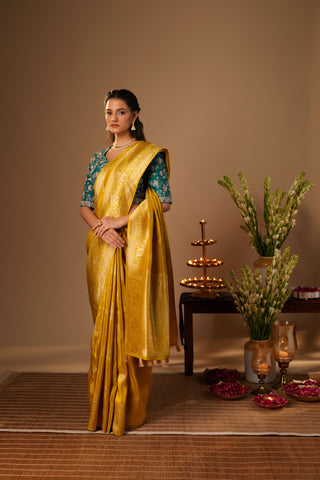 GOLDEN YELLOW DOLA SILK SAREE alternate