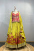 LIME GREEN & CORAL LEHENGA IN ORGAZNA FABRIC