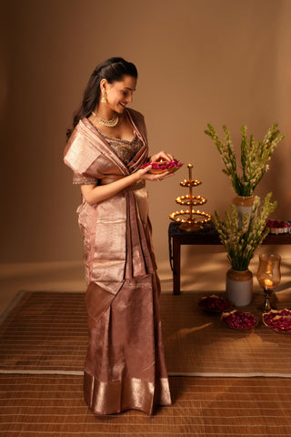 ROSY BROWN KANJEEVARAM SILK SAREE alternate