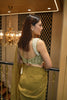 OLIVE GREEN ORGANZA PRE STITCHED SAREE