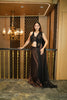 BRONZE & BLACK NET PRE STITCHED SAREE