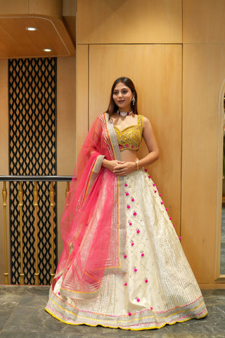 IVORY & YELLOW SILK LEHENGA