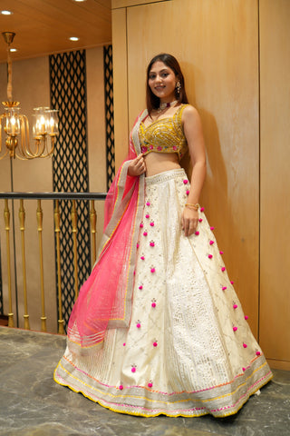 IVORY & YELLOW SILK LEHENGA