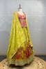 LIME GREEN & CORAL LEHENGA IN ORGAZNA FABRIC