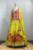 LIME GREEN & CORAL LEHENGA IN ORGAZNA FABRIC