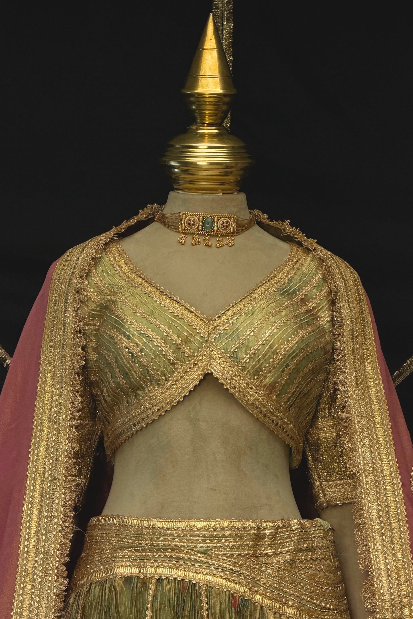 vintage sage green lehenga