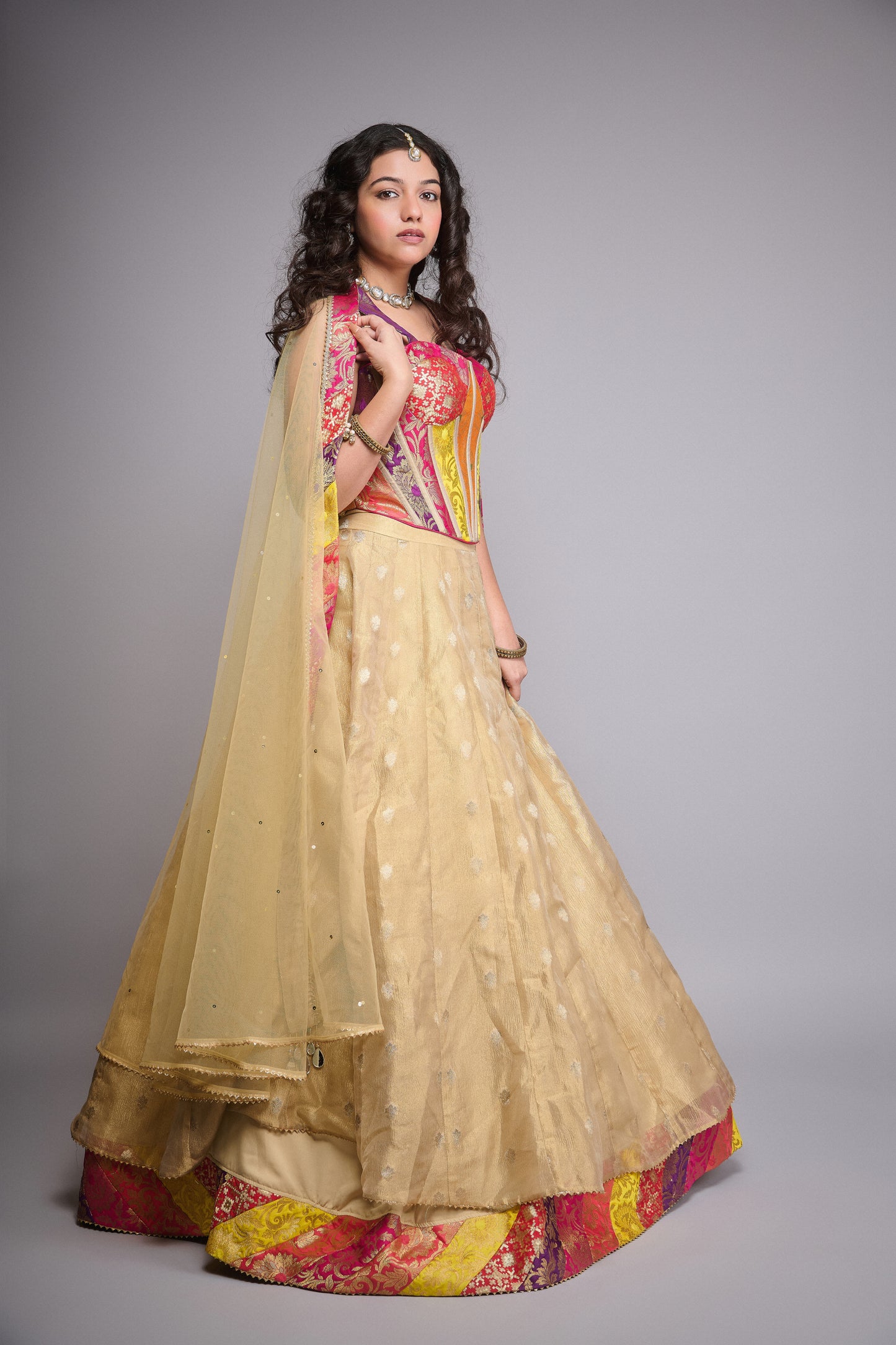 GOLD & MULTI COLOR TISSUE CORSET SET
