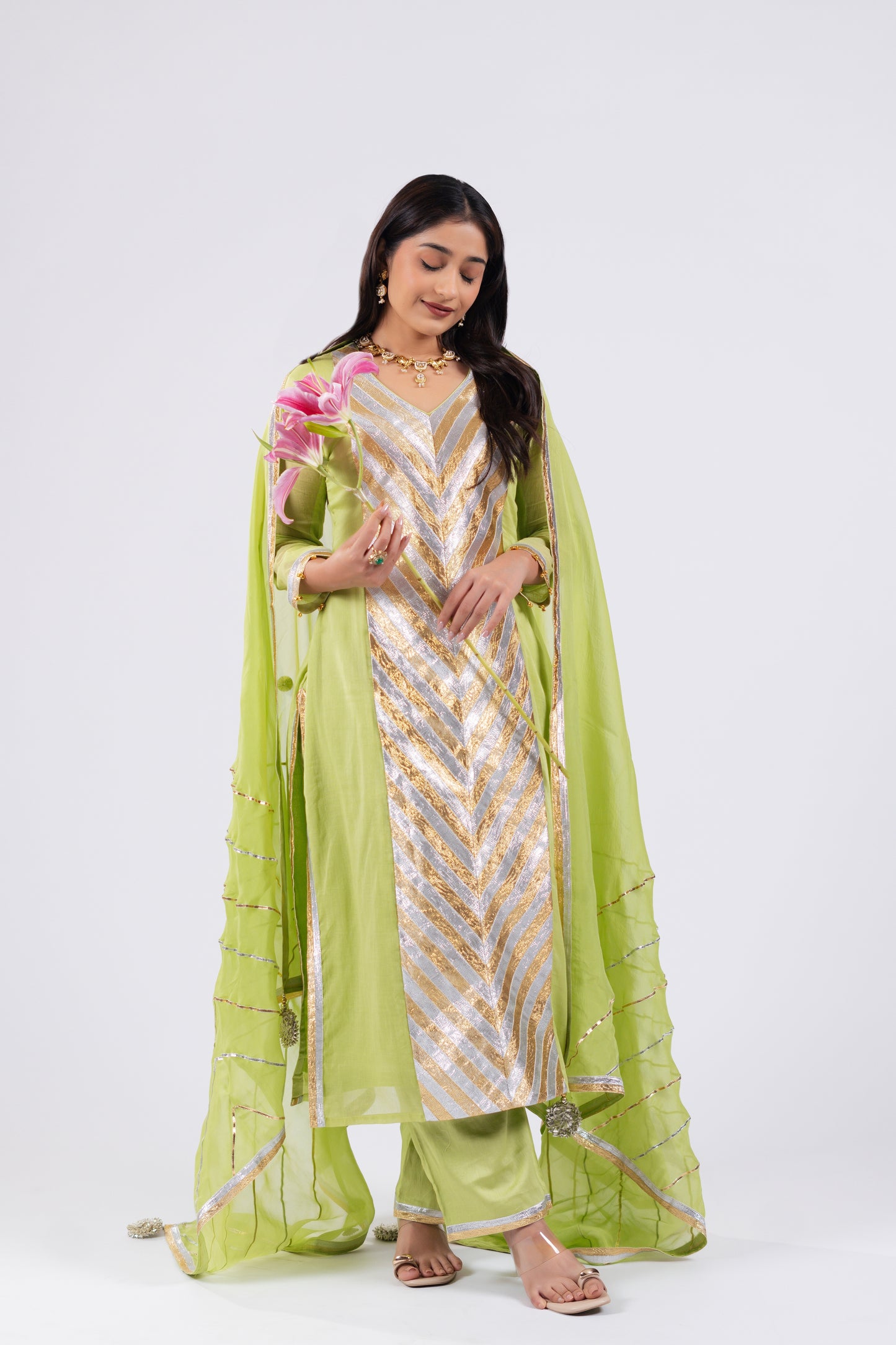 PEAR GREEN MUL KURTI SET