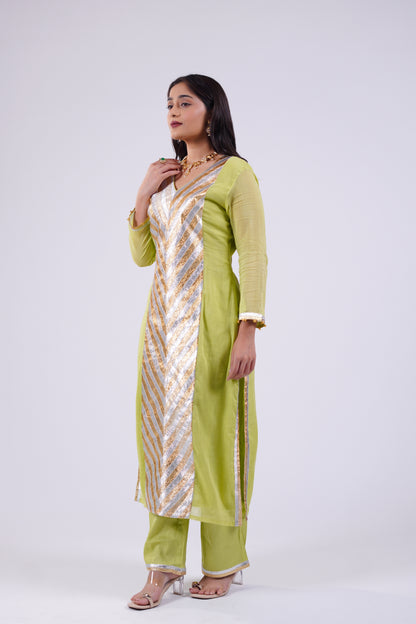 PEAR GREEN MUL KURTI SET