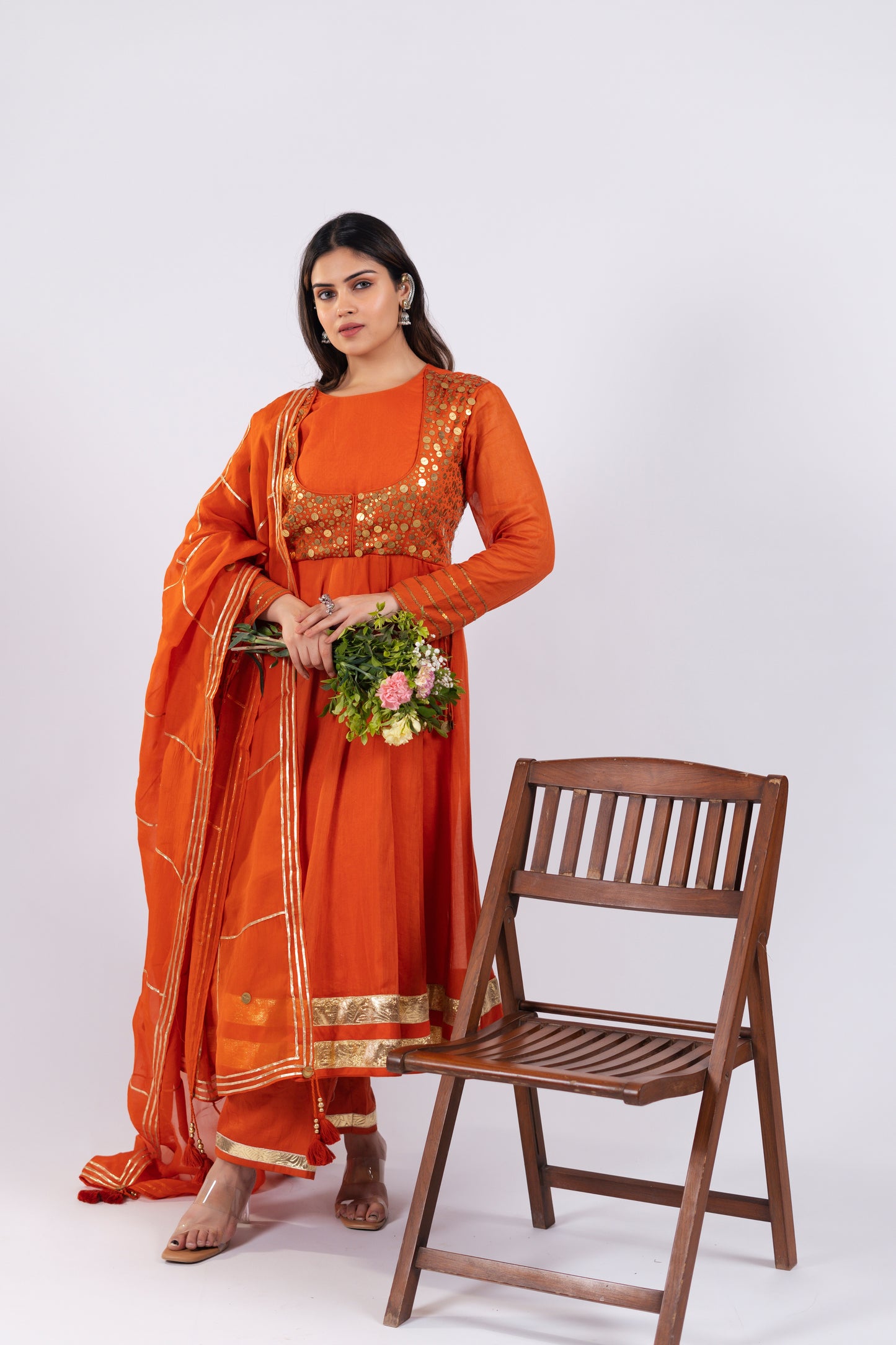 DEEP ORANGE ANARKALI SET