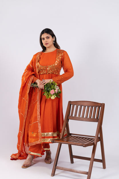 DEEP ORANGE ANARKALI SET
