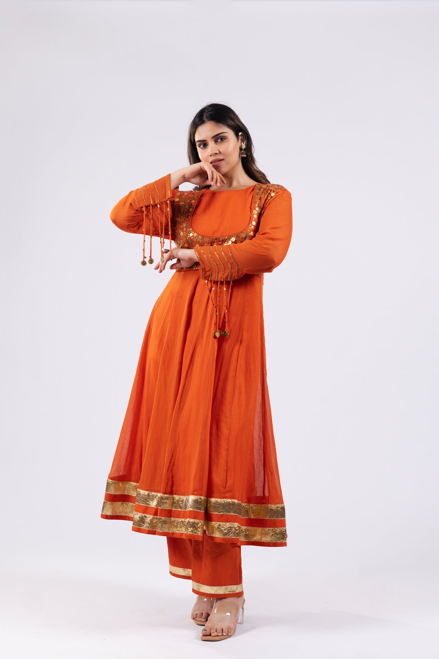 DEEP ORANGE ANARKALI SET