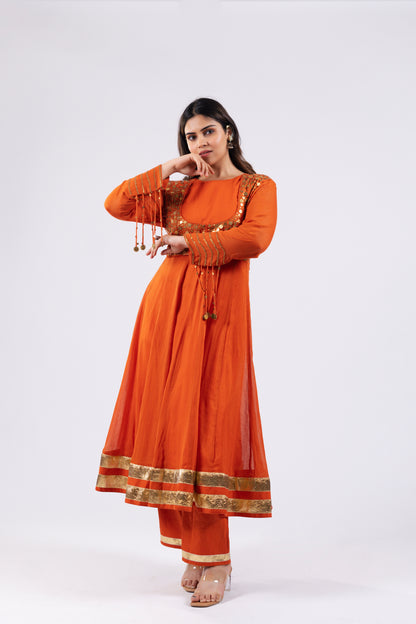 DEEP ORANGE ANARKALI SET