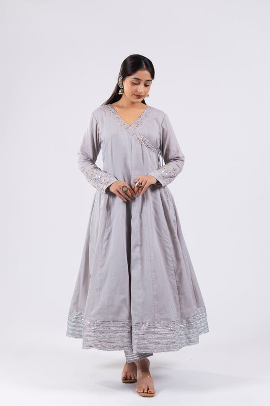 LIGHT GREY ANARKALI SET