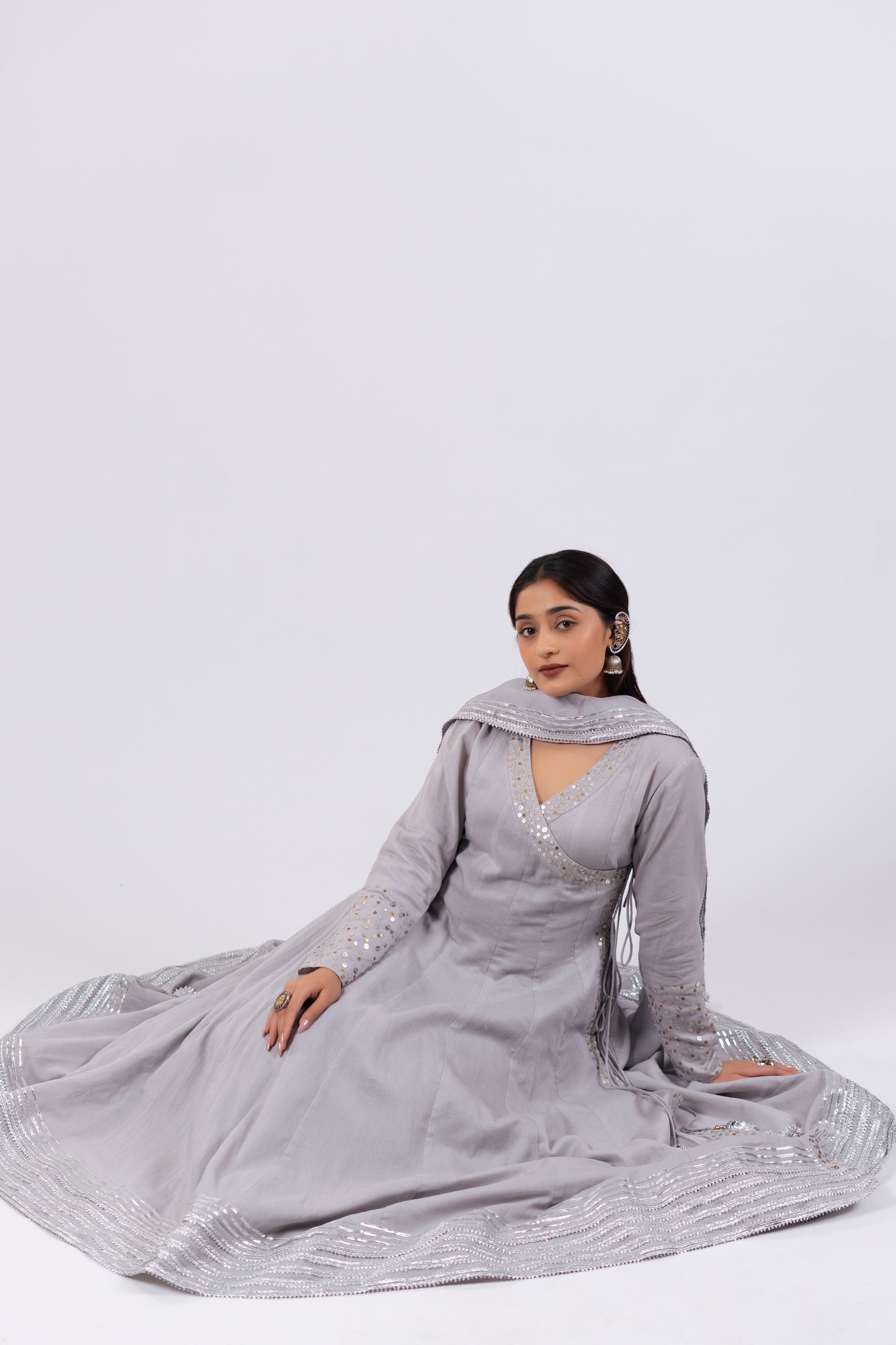 LIGHT GREY ANARKALI SET
