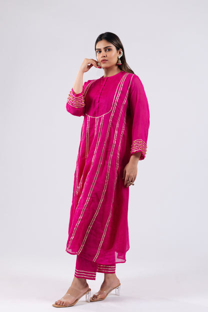 BRIGHT PINK MUL KURTI SET