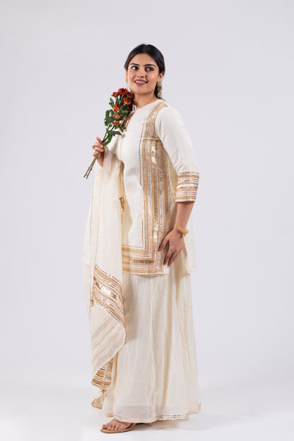 PEARL WHITE MUL KURTI SET