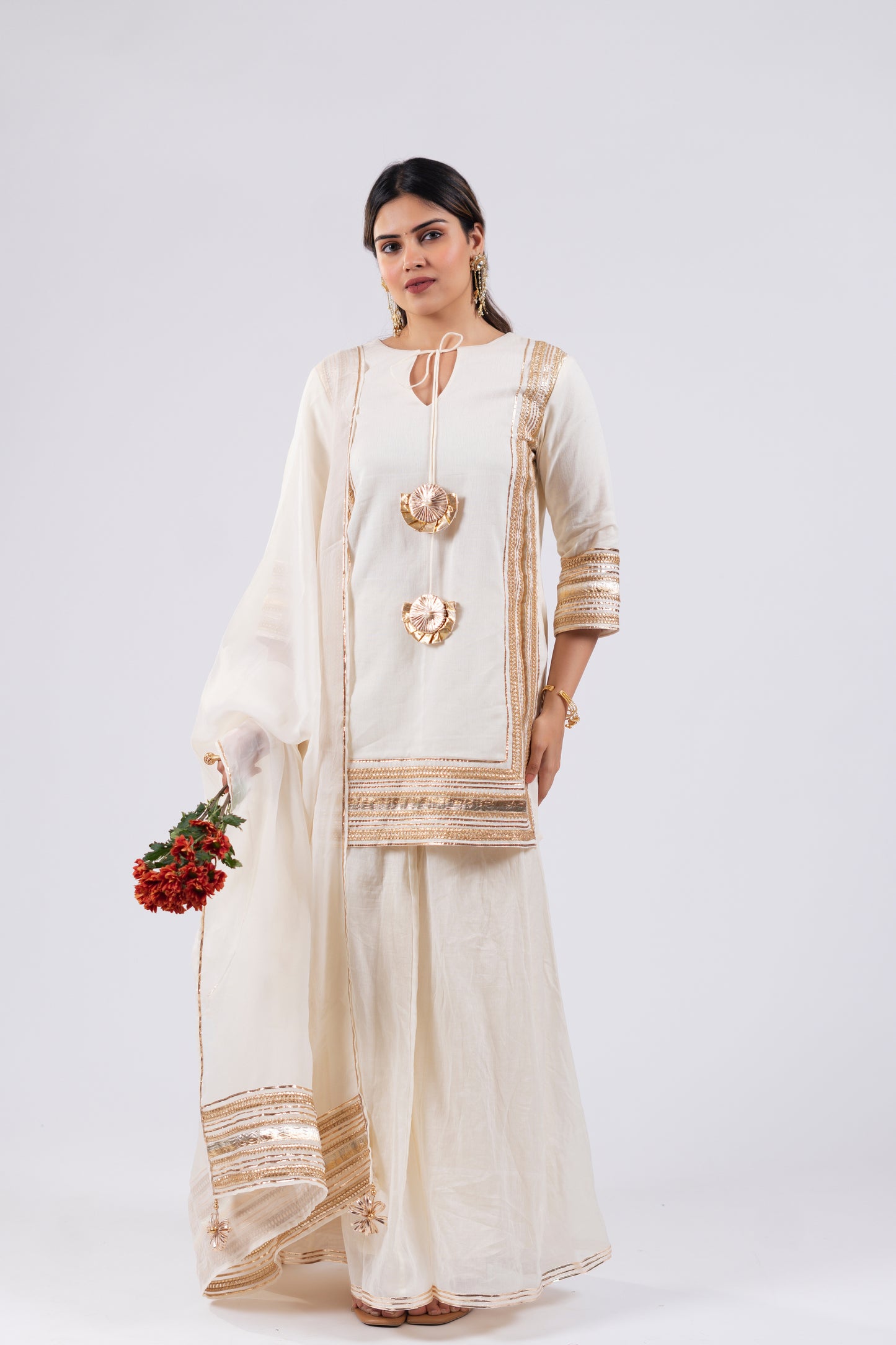PEARL WHITE MUL KURTI SET