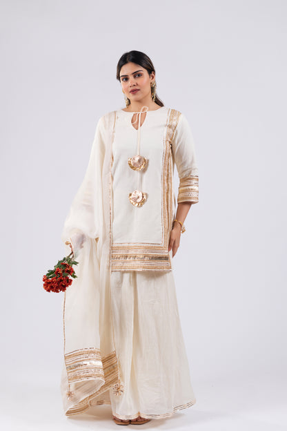 PEARL WHITE MUL KURTI SET