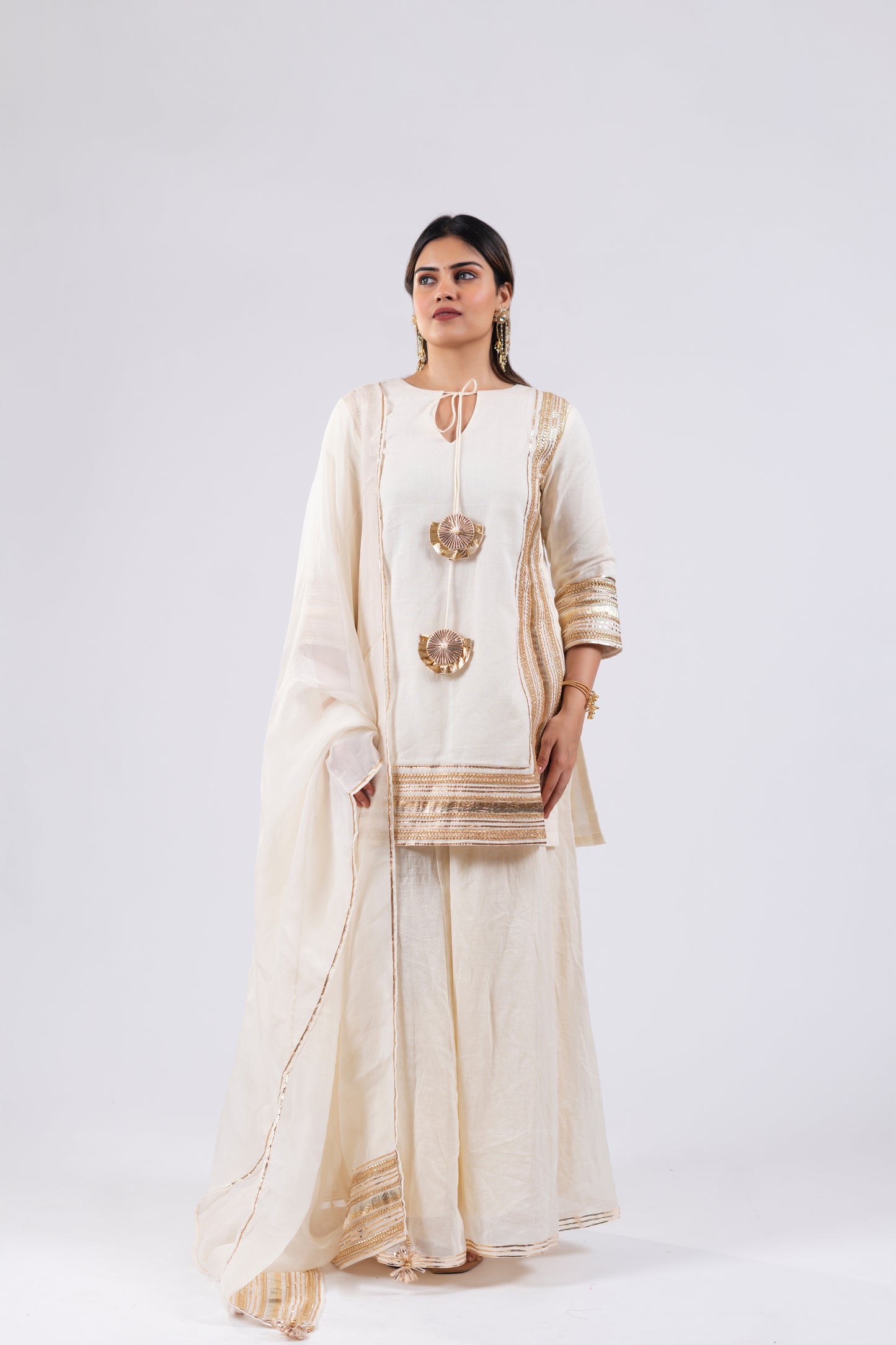 PEARL WHITE MUL KURTI SET