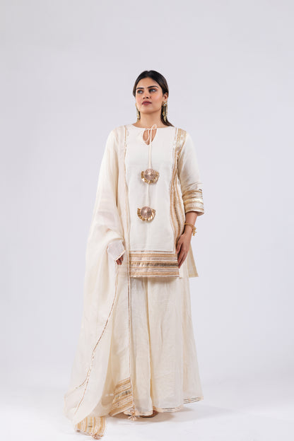 PEARL WHITE MUL KURTI SET