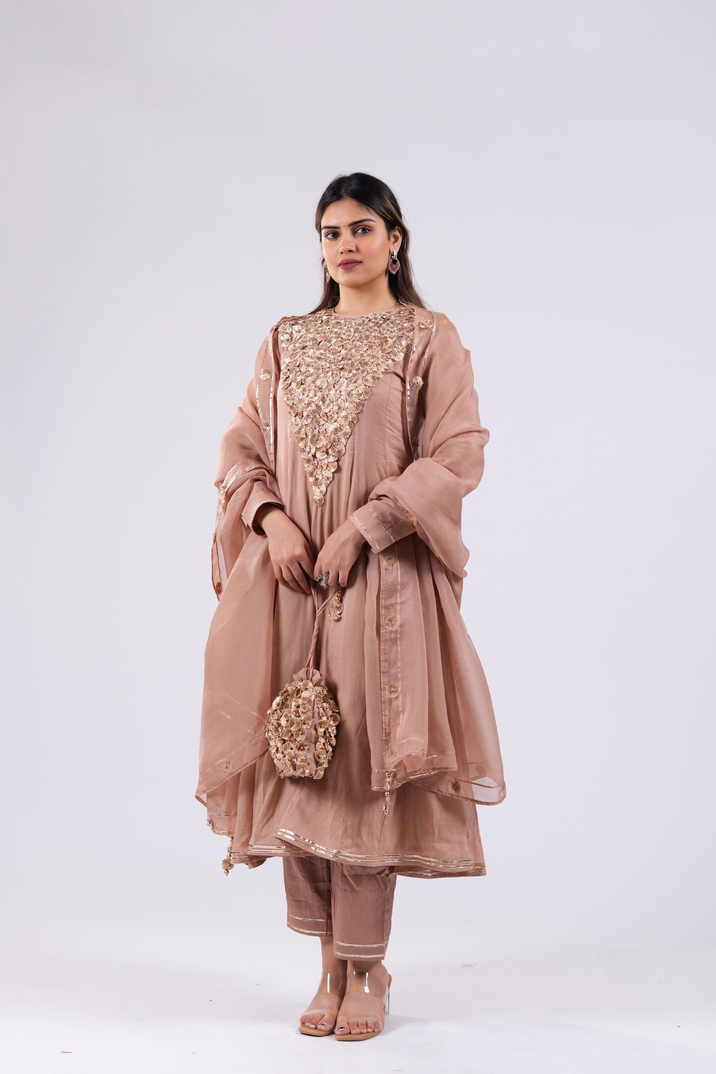 LIGHT BROWN KURTI SET