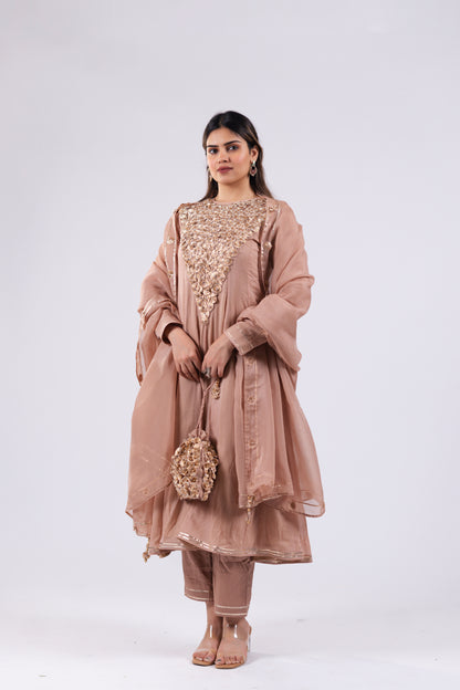 LIGHT BROWN KURTI SET